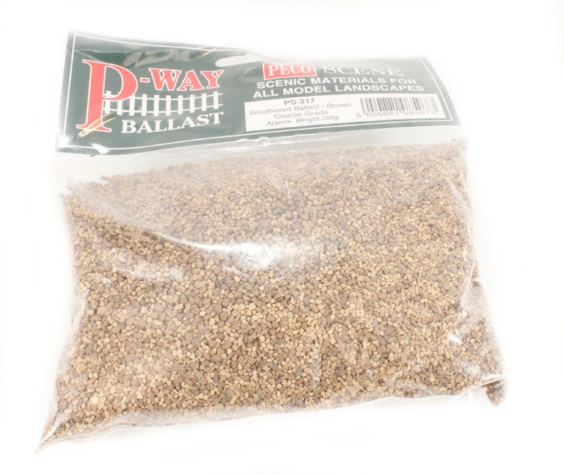 Peco Products PS-317 Weathered Ballast Brown - Coarse
