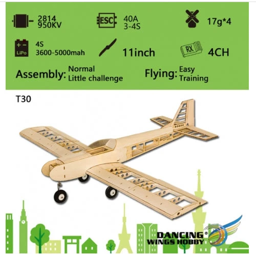 Dancing Wings Low Wing Sport Balsa Kit 1.4M (950kv Motor/ 40a ESC/ Prop) - Image 7